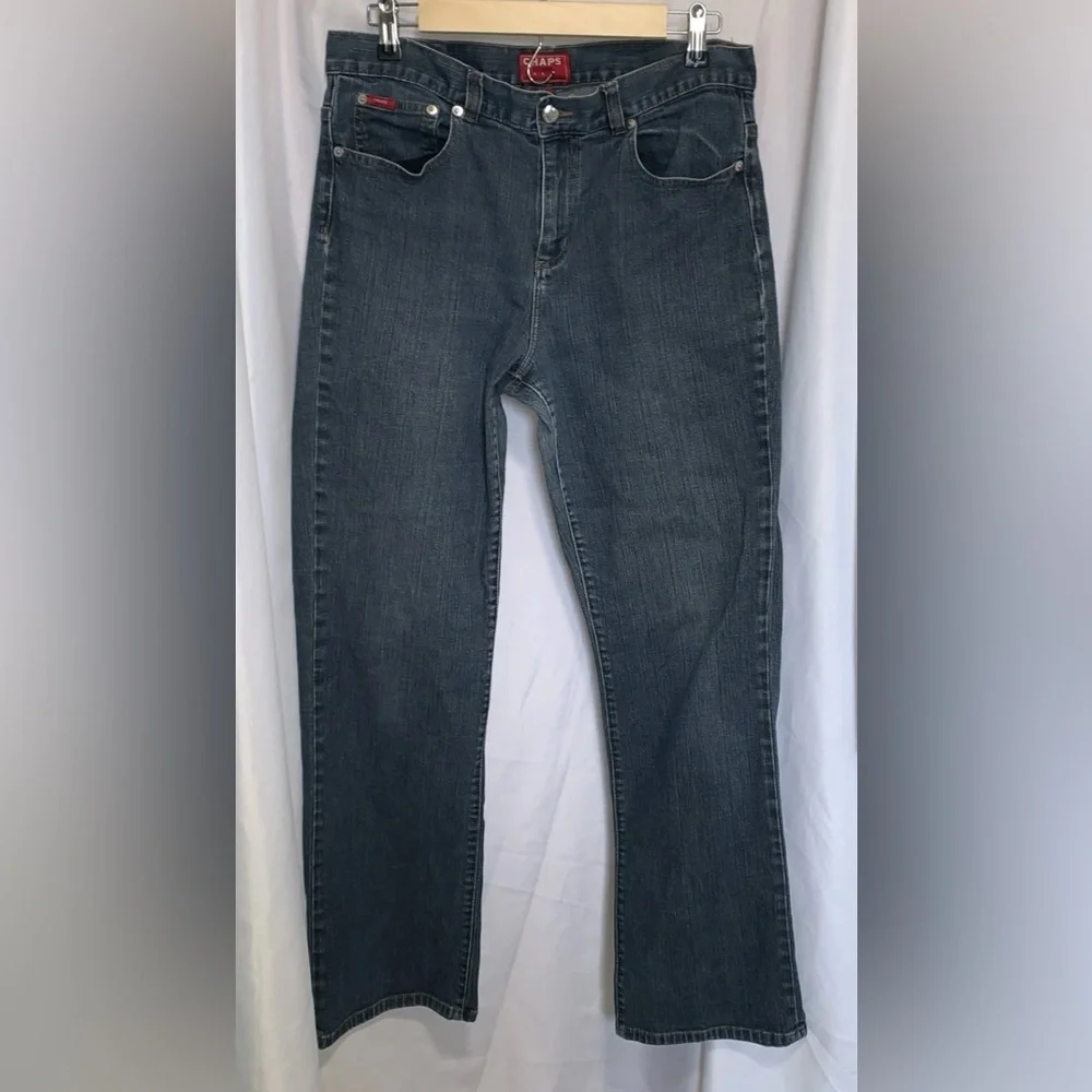 Chaps Women's Straight Leg Blue Denim Jeans Size 12 99% Cotton 1% Spandex